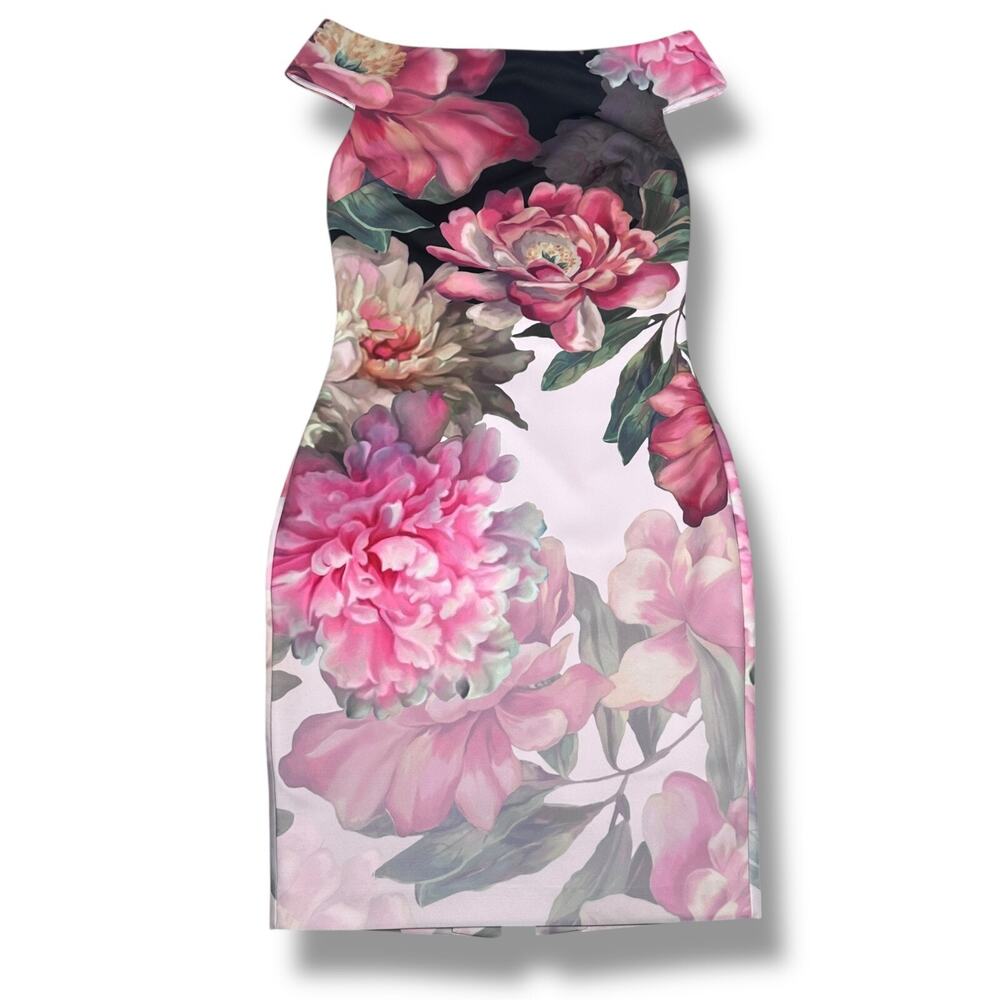 Ted Baker Off-The Shoulder Dress Women’s 1‎ Emily Painted Posie Floral Back Zip